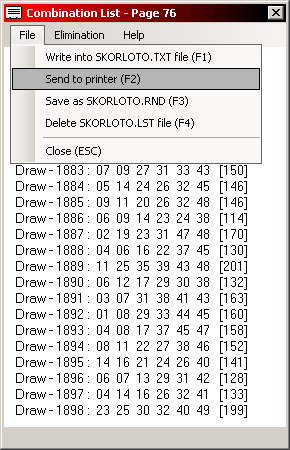 SKORLOTO 2005.NET Randomizer Combination List Form