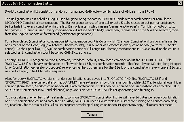 SKORLOTO 2005.NET - about combination list...